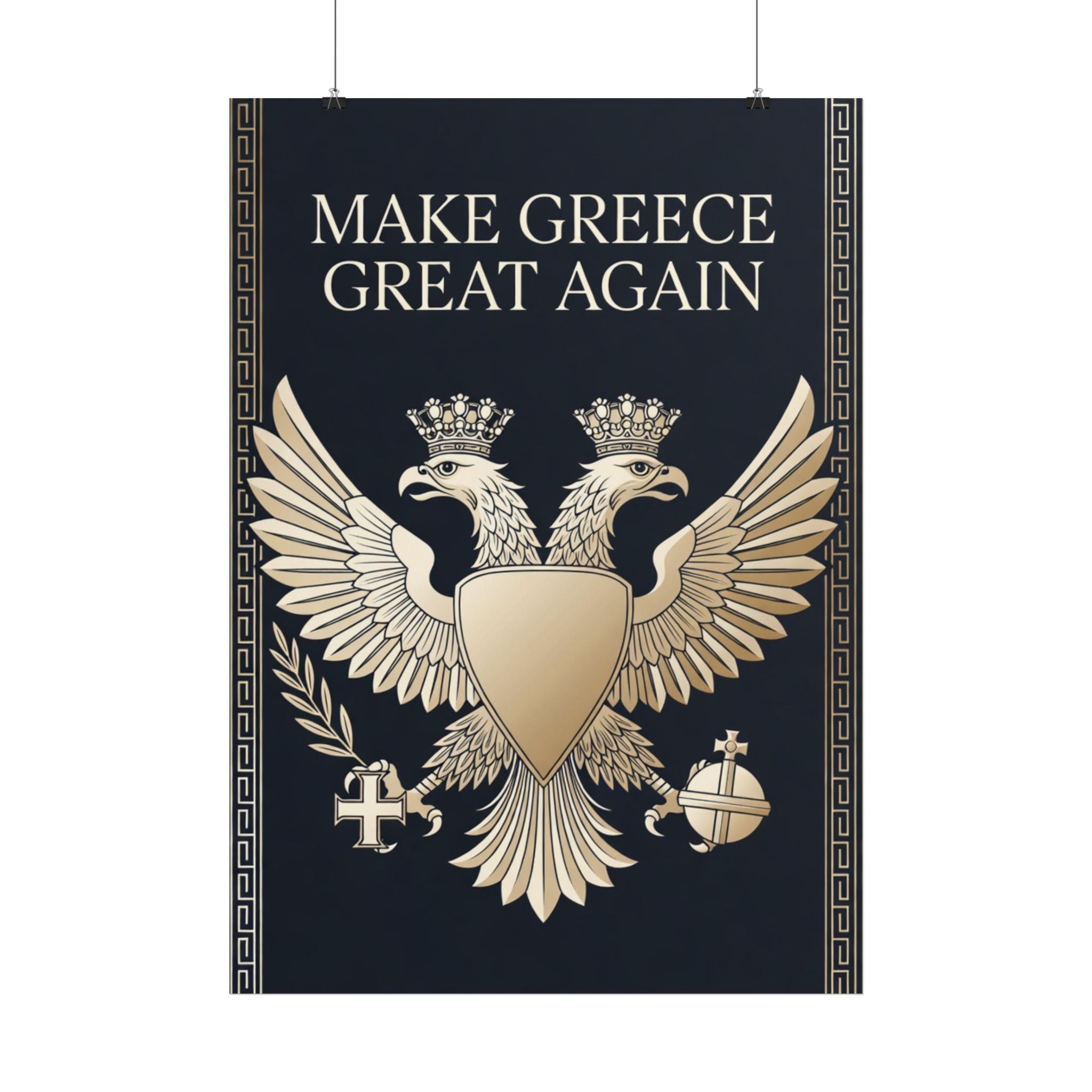 Make Greece Great Again Poster — Greek Revival Double-Headed Eagle Wall Art