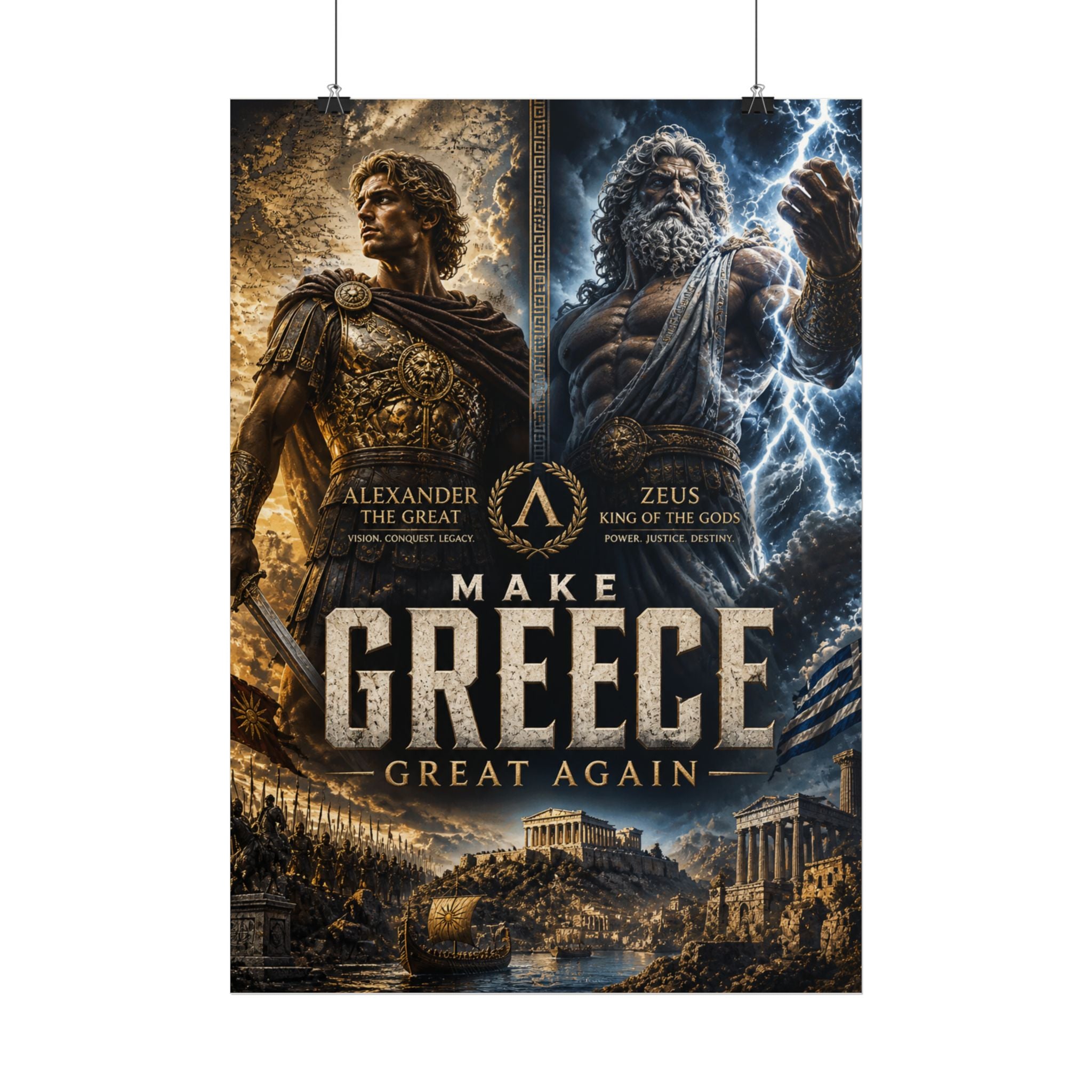 Make Greece Great Again Poster — Alexander & Zeus Mythology Wall Art