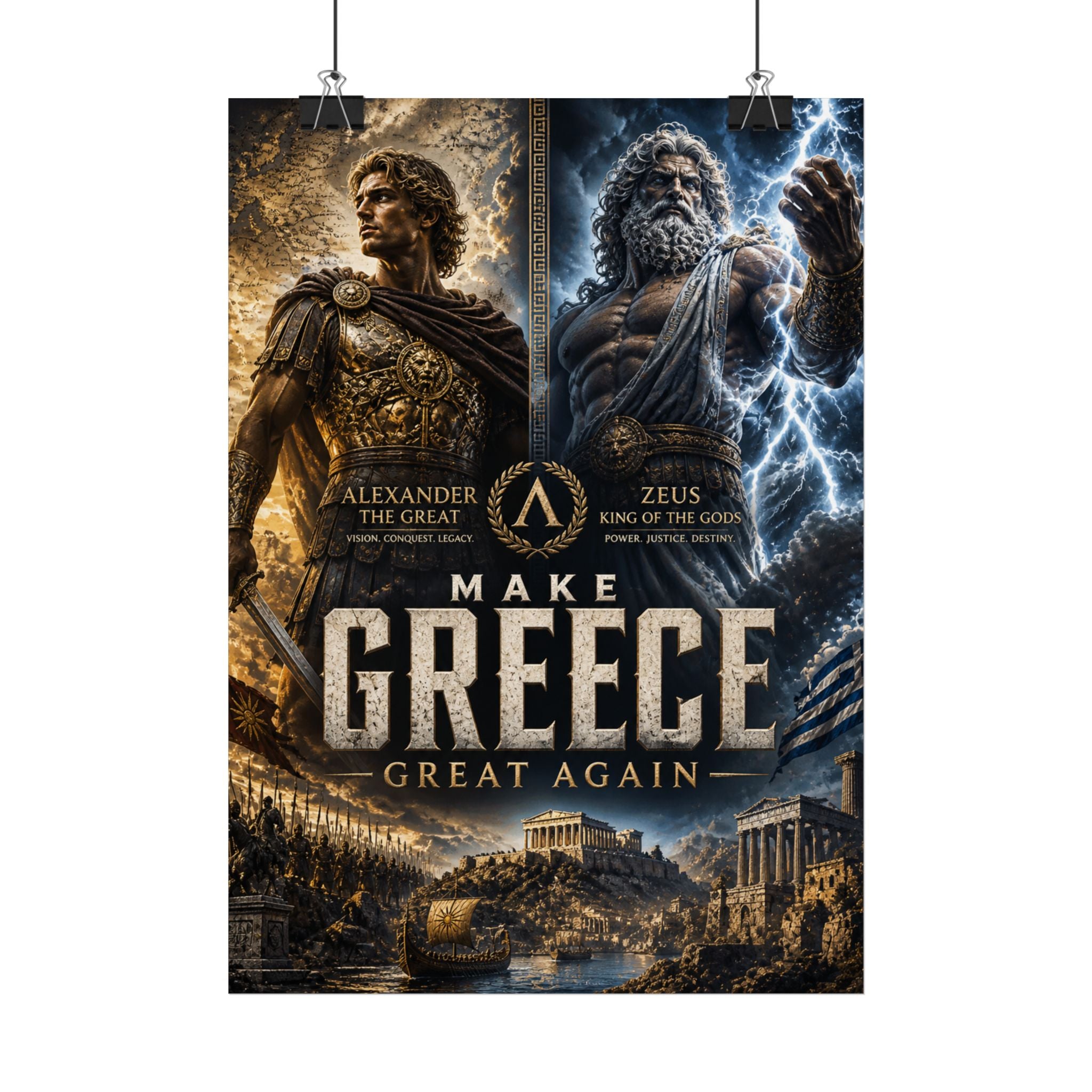 Make Greece Great Again Poster — Alexander & Zeus Mythology Wall Art