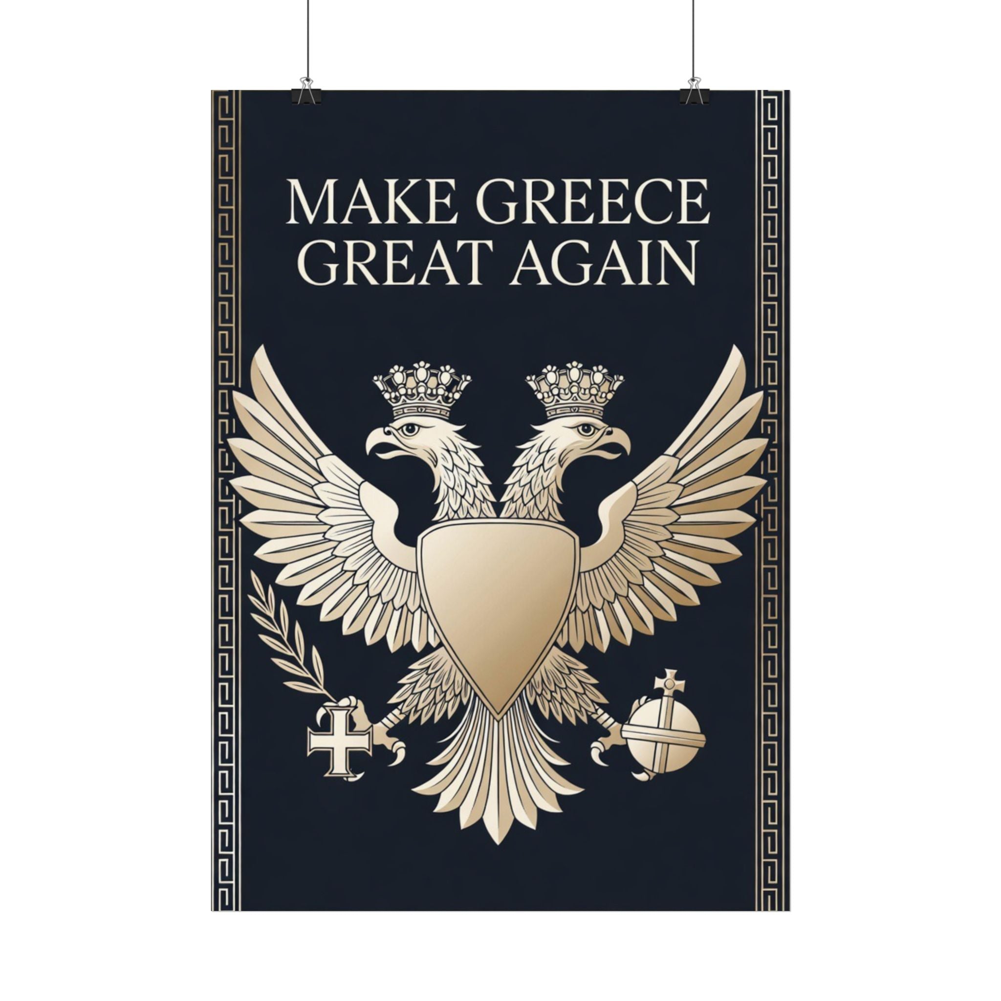 Make Greece Great Again Poster — Greek Revival Double-Headed Eagle Wall Art